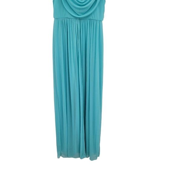 David's Bridal Dress Formal Sleeveless Draped Back Flowy Maxi Aqua Blue Sz 8 - Picture 10 of 11